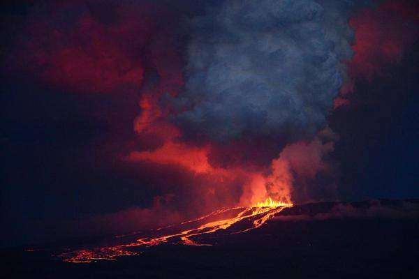 Eruption du volcan Wolf aux Galapagos en mai 2015